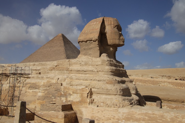 Sphinx with Khufu’s pyramid behind